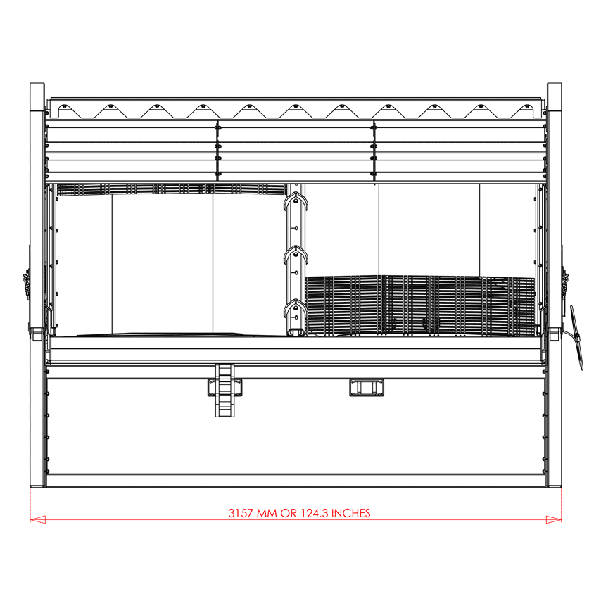 SLG 108VFRB front view Lineal Drawing to illustrate the machine specifications.